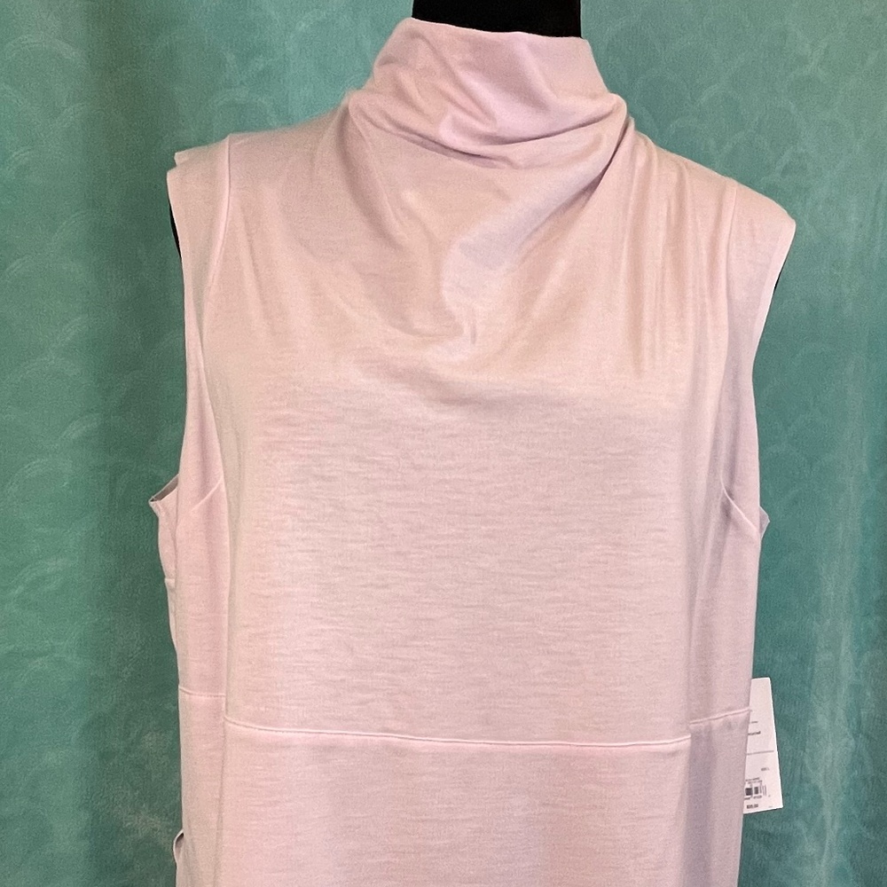 FLX Berry Blush Sleeveless Mock Neck Tunic High Low Hem Side Slit Top Large NWT
